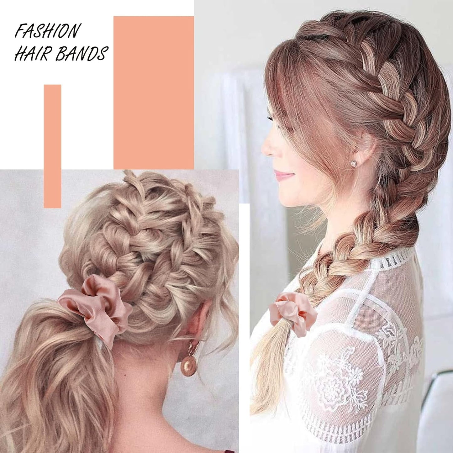 Soft Satin Scrunchies for Women, Non Slip, No Damage Scrunchies Hair Ties, Pack of 6