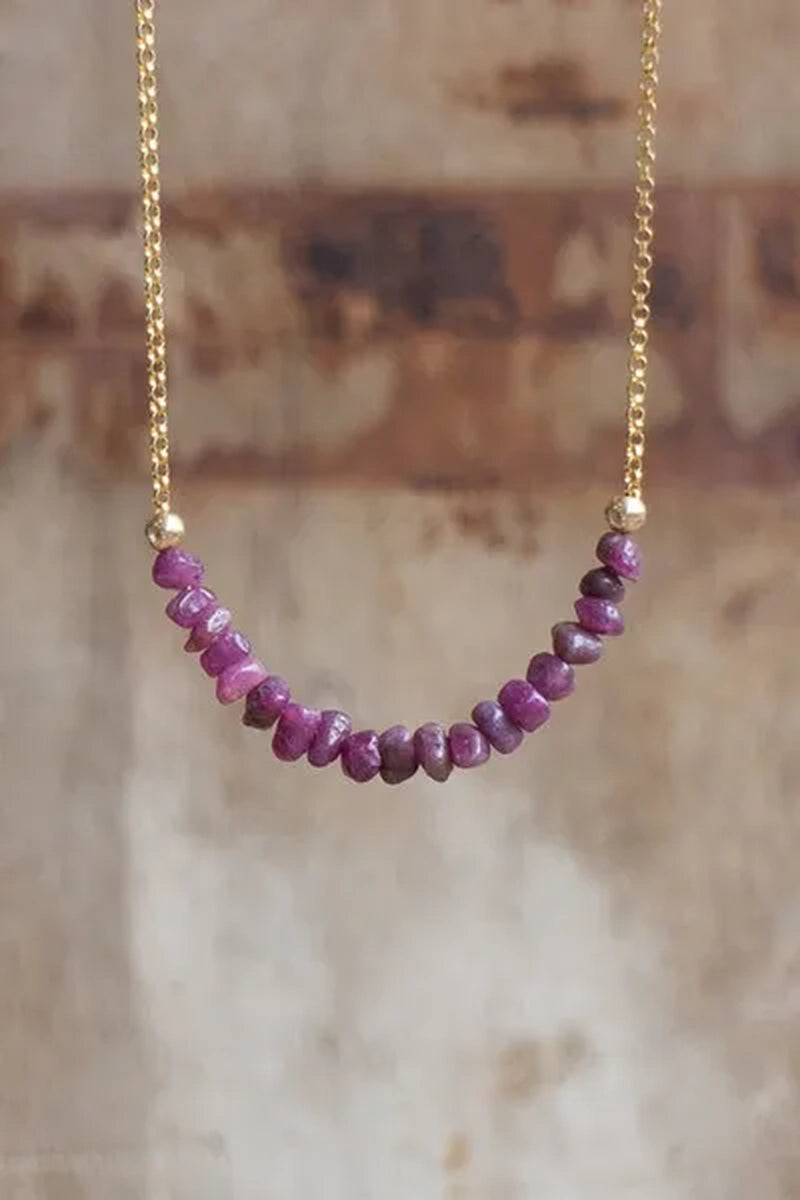 Raw Ruby Necklace Genuine Ruby Crystal Necklace Raw Stone Jewellery Rough Ruby Necklace