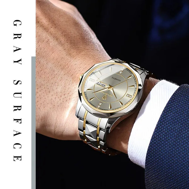 BINBOND Men's Fashion Quartz Watches Ultra Thin Diamond Stainless Steel Watch Waterproof Luminous Wrist Watch