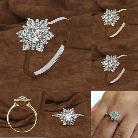 Women's Fashion Engagement . 925 Sterling Silver Natural Gemstone Full Diamond AAA CZ Snowflakes Flower Antique Ring Snowflakes Wedding Jewelry Gifts Size 6 7 8 9 10