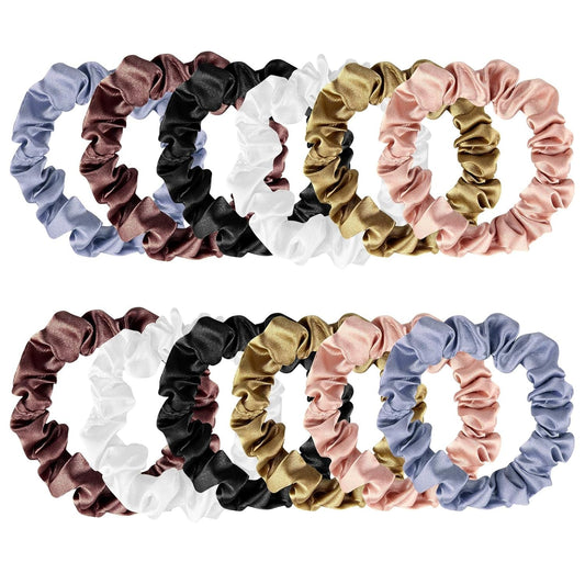 12 Pieces Silk Hair Scrunchies Silk Hair Tie Elastic Ponytail Holders for Women Girls Hair Accessories - 002 - WORLD TIME VISITS