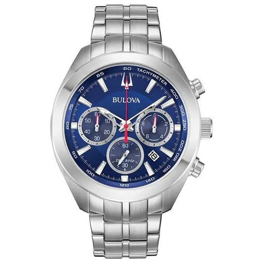 Bulova 96B285 44 mm Quartz Chronograph Stainless Steel Silver-Tone Bracelet Watch for Mens