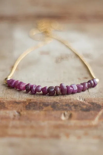 Raw Ruby Necklace Genuine Ruby Crystal Necklace Raw Stone Jewellery Rough Ruby Necklace