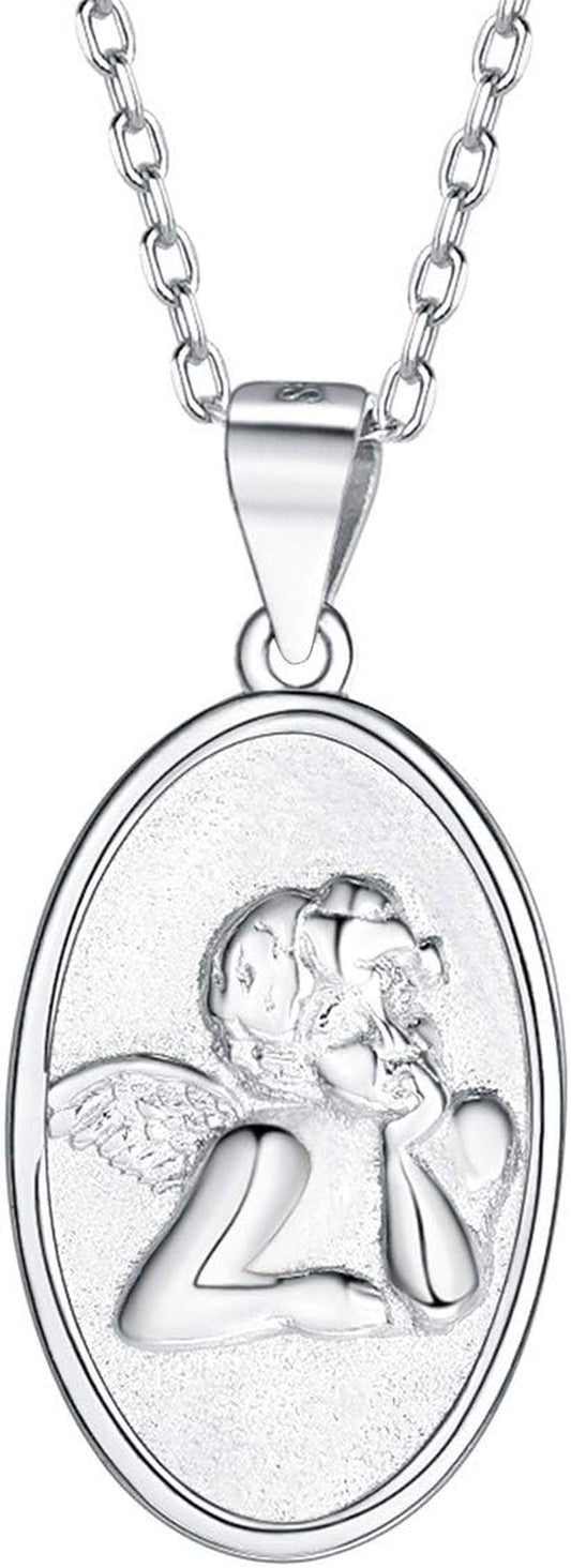 Coin Necklace Sterling Silver Vintage round Circle Disc Dainty Coin Pendant Necklaces for Women (With Gift Box)