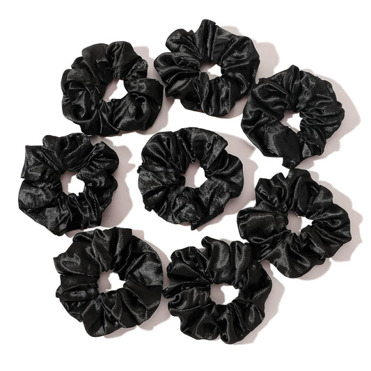 Scrunchies Hair Ties Satin Scrunchies Soft than Silk Scrunchies Elastics Bands Ponytail Holder Pack of Neutral Scrubchy Hair Accessories Women Girls (8Pcs)