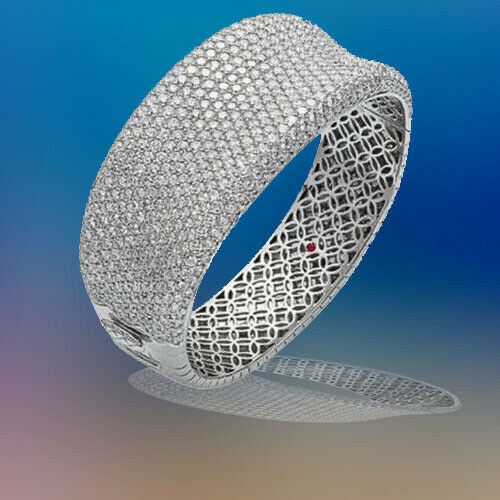 ROBERTO COIN STAMPED ORIGINAL BANGLE DIAMOND ROUND BRILLIANT PRONG SET DIAMOND