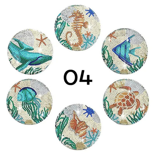 6PCS/set DIY Diamond Painting Coasters Kit Diamond Art Coasters Gemstone Cupmat for Beginners Adults & Kids Art Craft Supplies - WORLD TIME VISITS