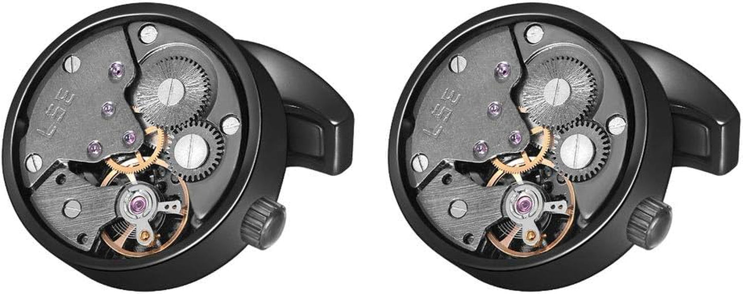 Cufflinks Steampunk Watch Movement Shape Cufflinks for Men Mens Shirt Vintage Gears Watch Cuff Links Business Wedding Gifts with Gift Box