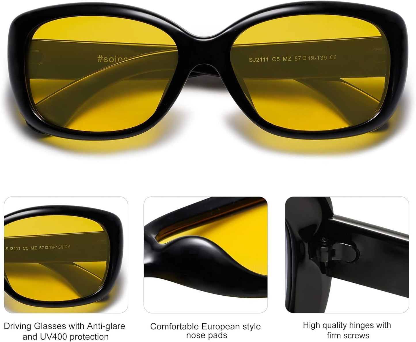 Vintage Square Sunglasses for Women Polarized UV Protection Havana Frame