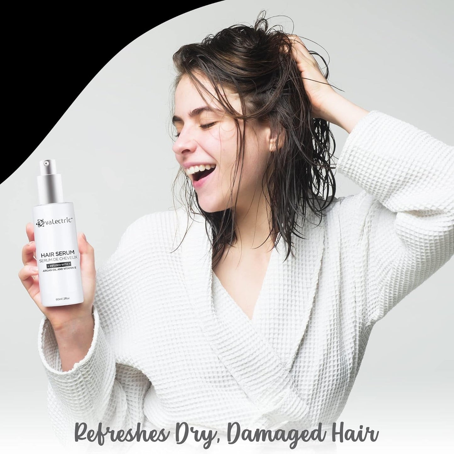 Argan Oil Hair Serum - for Dry, Damaged, Frizzy Hair - Anti-Frizz, Straightening, and Shine Serum with Vitamin E - 2 Fl. Oz.