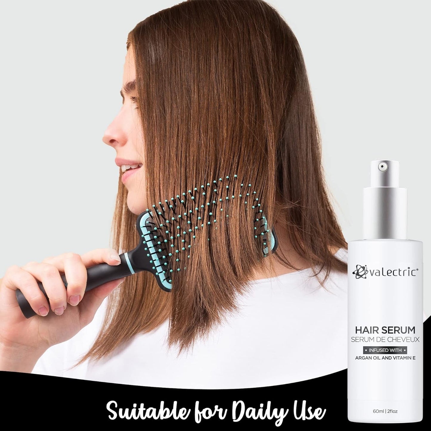 Argan Oil Hair Serum - for Dry, Damaged, Frizzy Hair - Anti-Frizz, Straightening, and Shine Serum with Vitamin E - 2 Fl. Oz.