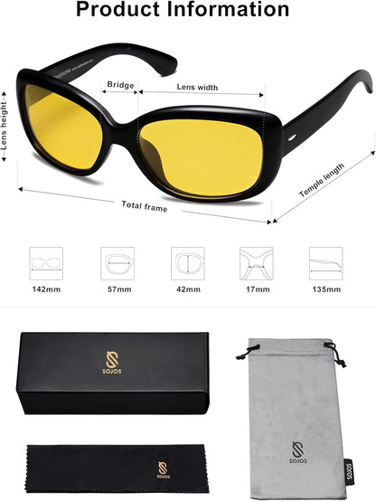 Vintage Square Sunglasses for Women Polarized UV Protection Havana Frame