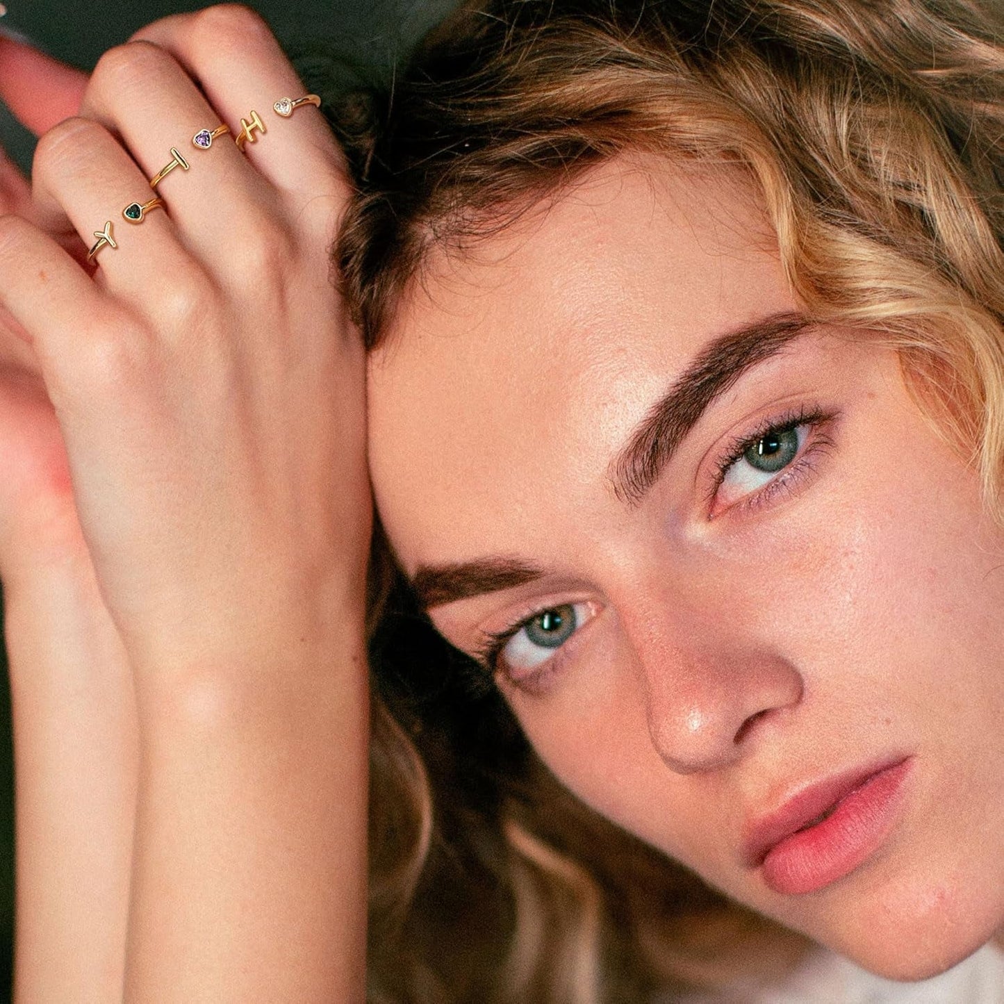 Birthstone Rings for Women 26 A - Z Initial Ring Adjustable 14K Gold Ring Birthday Gifts for Her Rings for Teen Sister Bridesmaid Gifts Dainty Letter Jewelry - WORLD TIME VISITS