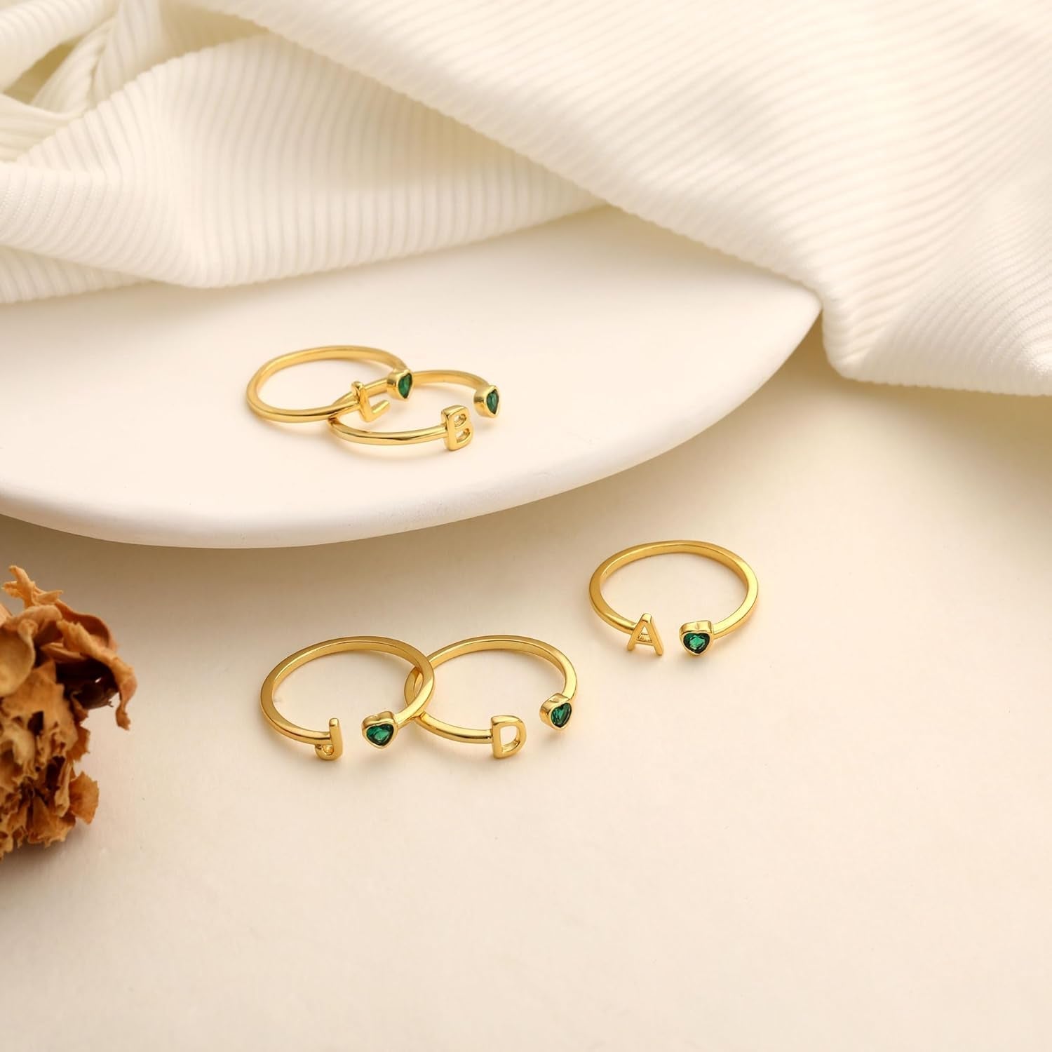 Birthstone Rings for Women 26 A - Z Initial Ring Adjustable 14K Gold Ring Birthday Gifts for Her Rings for Teen Sister Bridesmaid Gifts Dainty Letter Jewelry - WORLD TIME VISITS