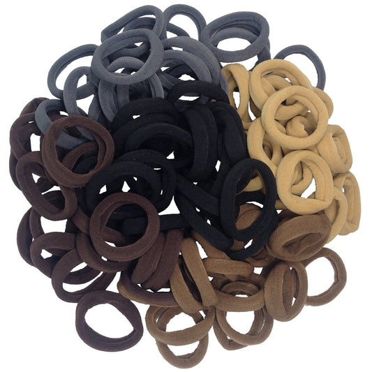 Hair Bands Hair Ties for Thick Hair 100PCS Seamless Cotton Simply Ponytail Holders Headband Scrunchies Hair Accessories No Crease Damage (Neutral Colors)