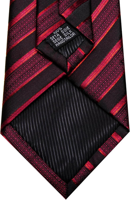 Stripe Men Ties Set Classic WOVEN Necktie with Handkerchief Cufflinks Formal