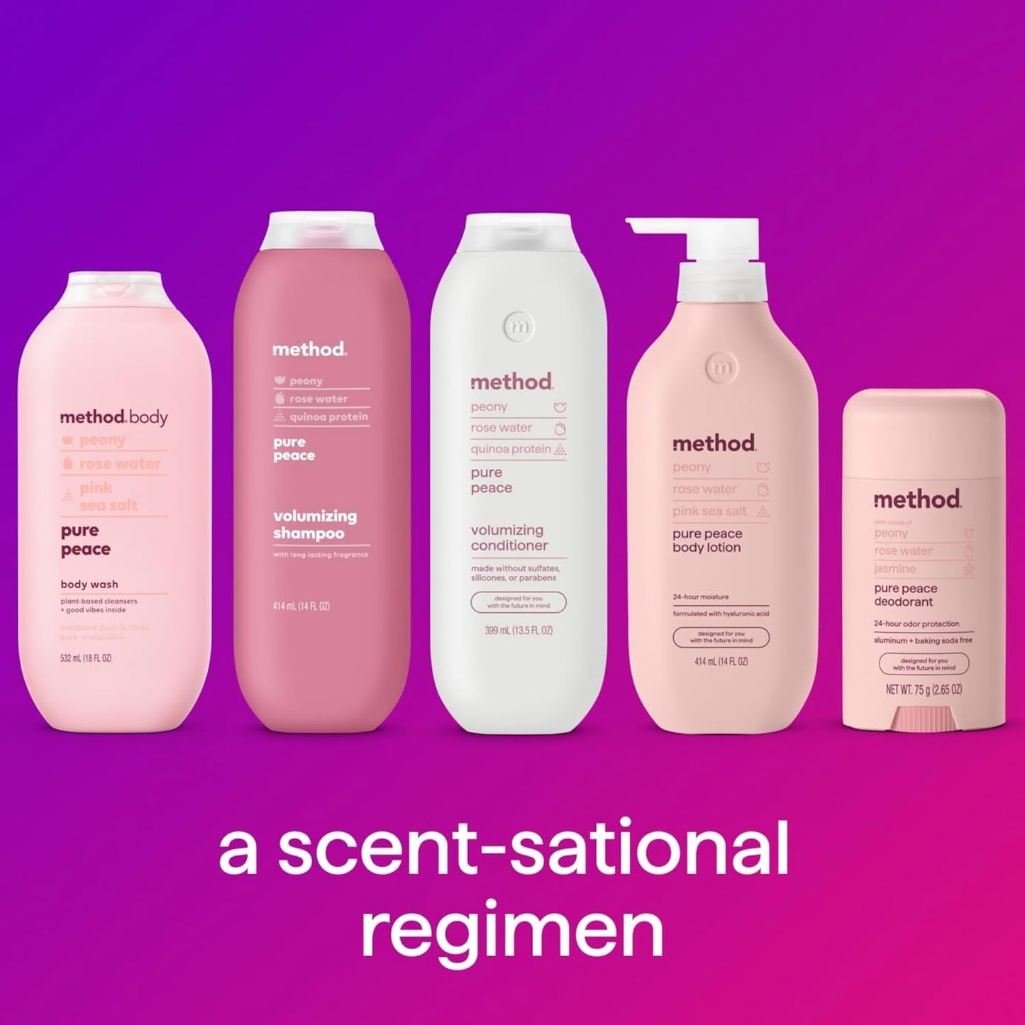 Volumizing Conditioner, Pure Peace with Rose, Peony, and Pink Sea Salt Scent Notes, Paraben and Sulfate Free, 13.5 Oz (Pack of 1)