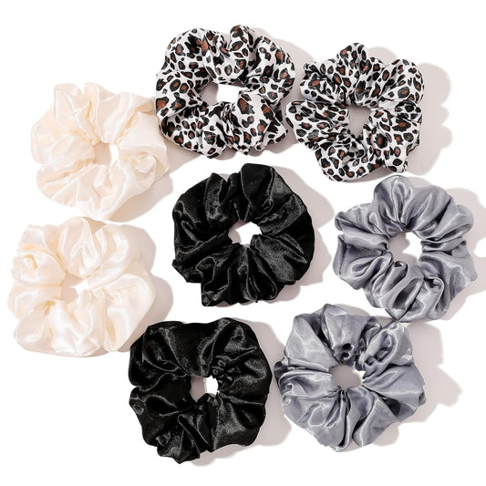 Scrunchies Hair Ties for Girls Women Elastics Bands Ponytail Holder Pack of Neutral Hair Accessories Big Large Scrunchie Cute Hairties for Thick Hair - WORLD TIME VISITS