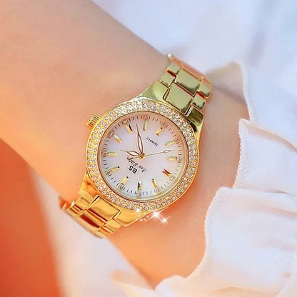 Luxury BS Bee Sister Ladies Wrist Watches Crystal Diamond Stainless Steel Watches for Women