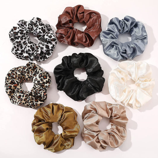 Scrunchies Hair Ties Silk Satin Scrunchy - Hair Elastics Bands Ponytail Holder Pack of Neutral Scrubchy Hair Accessories Women Girls