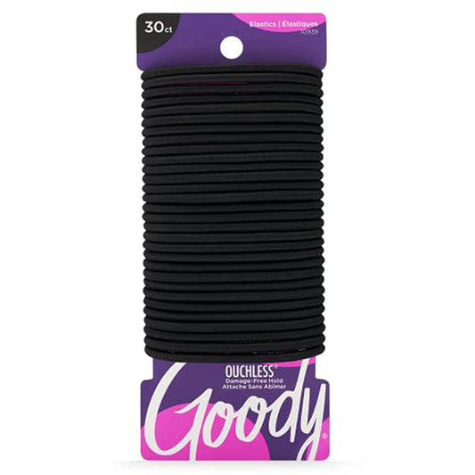 Ouchless Elastic Hair Ties - 30 Ct, Black, 4MM Rubber Bands for Hair, Pain - Free Hair Accessories for Women & Men, Made for Long - Lasting Braids, Ponytails & More, All Hair Types - WORLD TIME VISITS