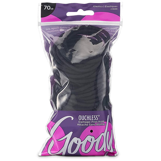 Ouchless Women'S Elastic Hair Ties - 70 Count, Black - 4MM for Medium Hair - Long - Lasting Braids, Ponytails, and More - Pain - Free Hair Accessories - WORLD TIME VISITS