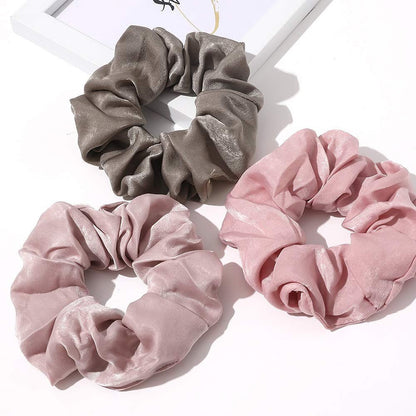 Silk Satin Scrunchies - No Crease Hair Ties for Women, Thick Hair Ponytail Holders with Soft Elastic Bands - WORLD TIME VISITS