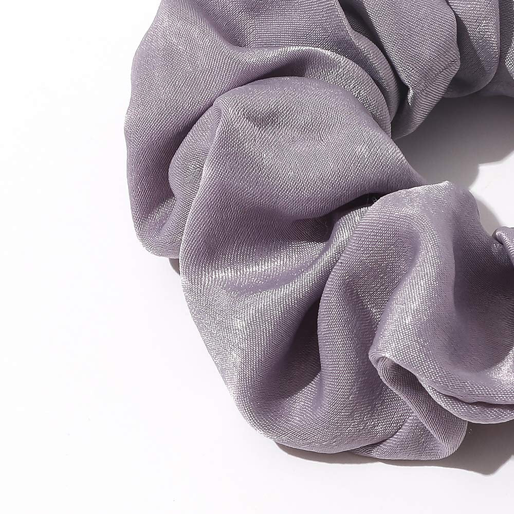 Silk Satin Scrunchies - No Crease Hair Ties for Women, Thick Hair Ponytail Holders with Soft Elastic Bands - WORLD TIME VISITS