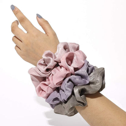 Silk Satin Scrunchies - No Crease Hair Ties for Women, Thick Hair Ponytail Holders with Soft Elastic Bands - WORLD TIME VISITS