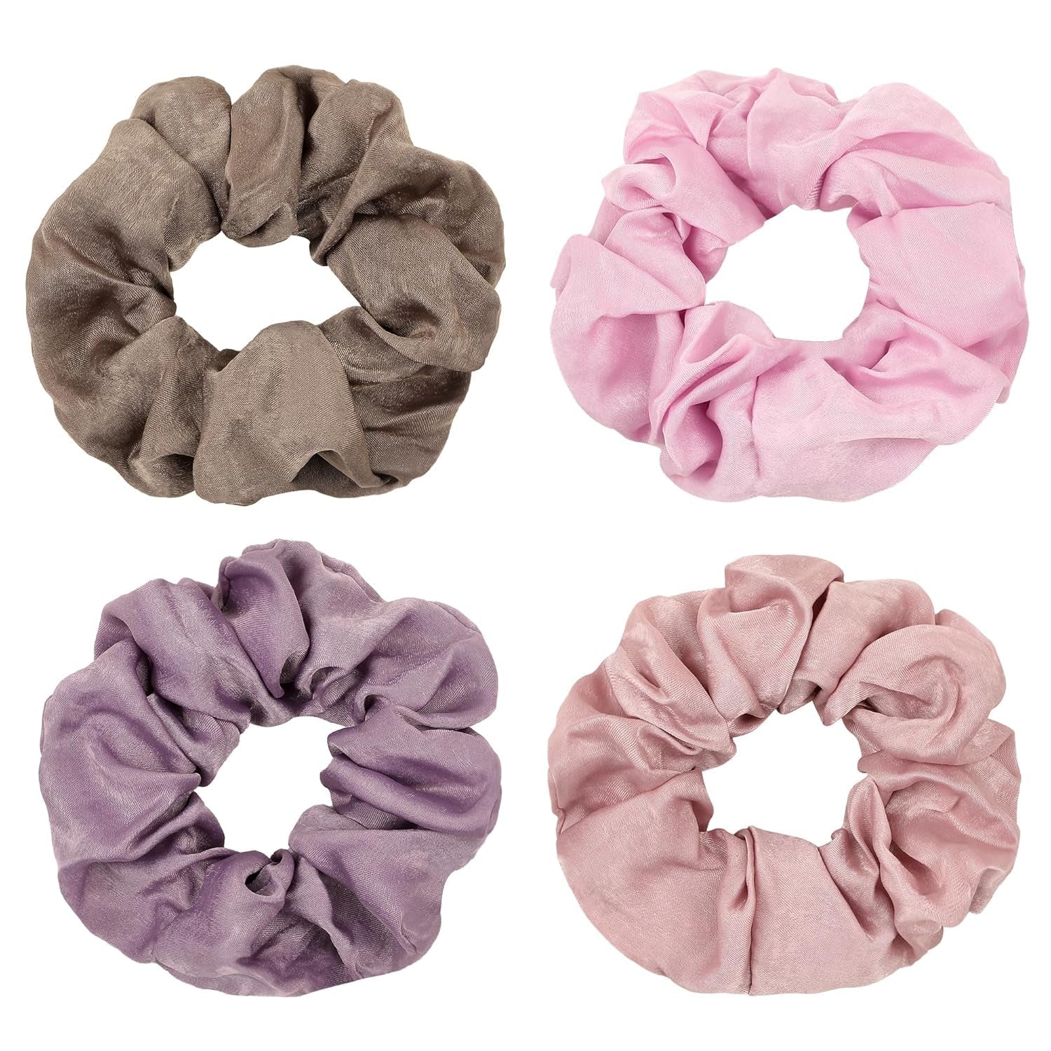 Silk Satin Scrunchies - No Crease Hair Ties for Women, Thick Hair Ponytail Holders with Soft Elastic Bands - WORLD TIME VISITS