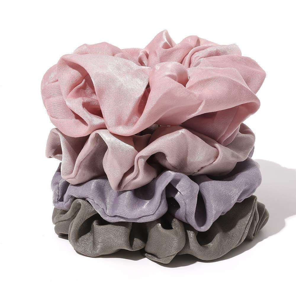 Silk Satin Scrunchies - No Crease Hair Ties for Women, Thick Hair Ponytail Holders with Soft Elastic Bands - WORLD TIME VISITS