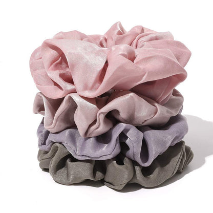 Silk Satin Scrunchies - No Crease Hair Ties for Women, Thick Hair Ponytail Holders with Soft Elastic Bands - WORLD TIME VISITS