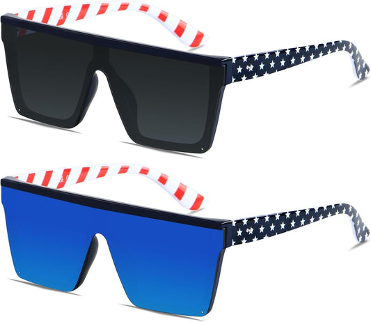 Square Oversized Sunglasses for Women Men Big Flat Top Fashion Shield Large UV Protection Rimless Shades - WORLD TIME VISITS