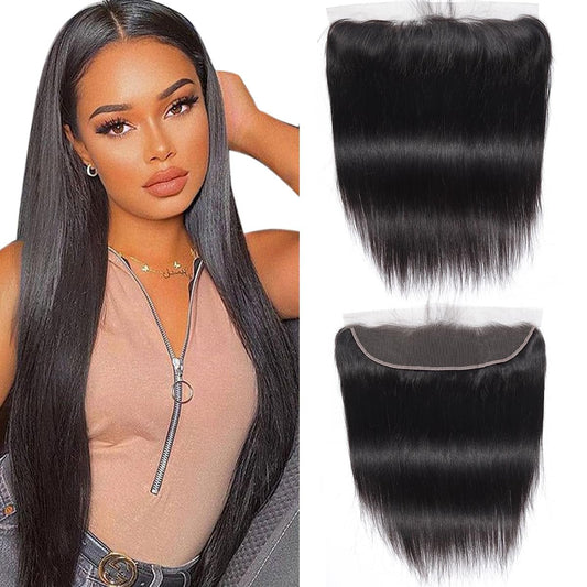 Straight HD Lace Frontal 13X4 Human Hair 18 Inch Free Part Hand Tied 150% Density Ear to Ear Pre Plucked with Baby Hair Natural Color - WORLD TIME VISITS