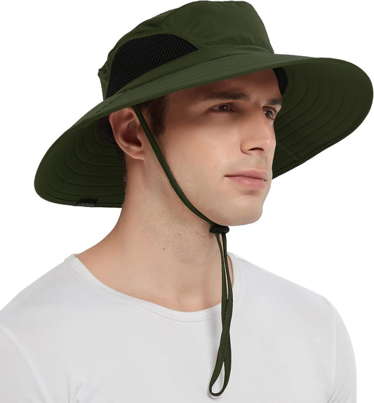 Wide Brim Sun Hat, UPF 50+ UV Protection Waterproof Packable Bucket Hat for Men & Women, Fishing Hiking Beach Garden - WORLD TIME VISITS